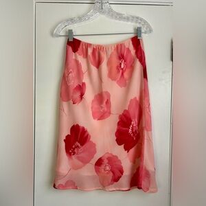 Worthington Skirt Women’s Size 8 Pink Floral A-Line Knee-length Vintage Spring